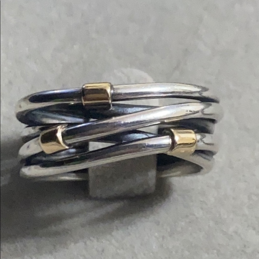 Sterling Silver Multi-Band Ring with Gold Accent